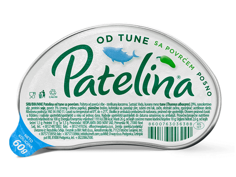 PATELINA PAŠTETA TUNA SA POVRĆEM 60g