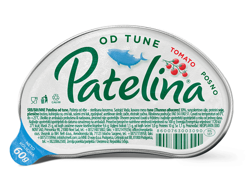 PATELINA PAŠTETA TUNA TOMATO 60g