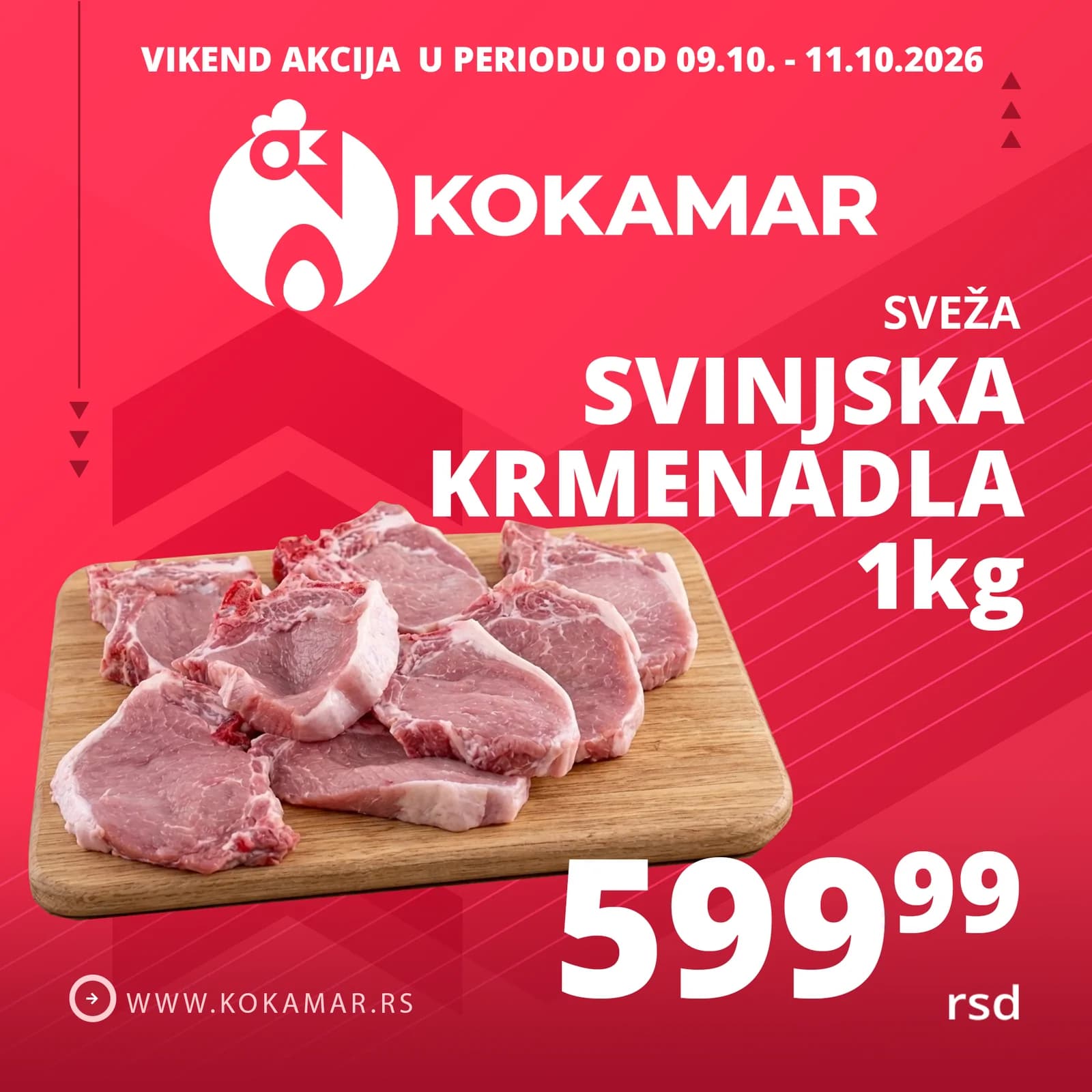 Vikend akcija Kokamar – svinjska krmenadla 1kg 599,99 rsd (09.10.–11.10.2026.)