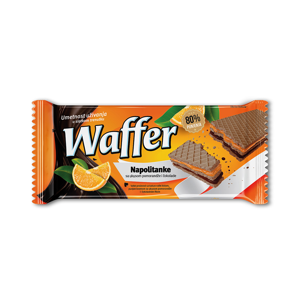 Waffer Napolitanke sa Narandom i Okoladom 170Gr - Kokamar, odlična cena Waffer Napolitanke Sa Narandžom I Čokoladom 170Gr Beograd - Premium kvalitet